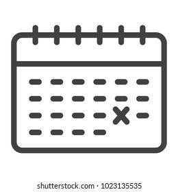 Calendar line icon, time and date, reminder sign vector graphics, a linear pattern on a white background, eps 10.