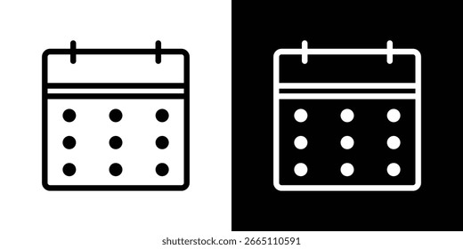 Calendar line icon. Two black and white Calendar icon vector design with editable stroke.