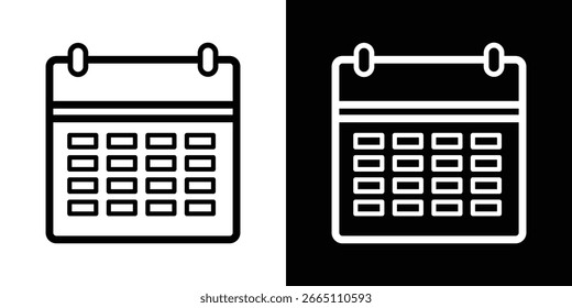 Calendar line icon. Two black and white Calendar icon vector design with editable stroke.