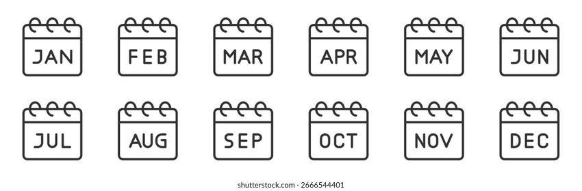 Iconos de línea de calendario establecer Ilustración vectorial