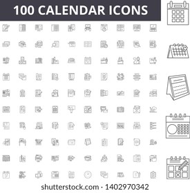 Calendar line icons, signs, vector set, outline illustration concept 