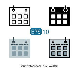 Calendar line, solid, flat, filled line style icon vector illustration on white background. EPS 10