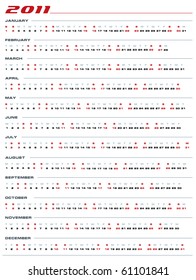 Calendar Line vector 2011