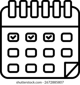 Diseño de ícono de Vector de línea de calendario