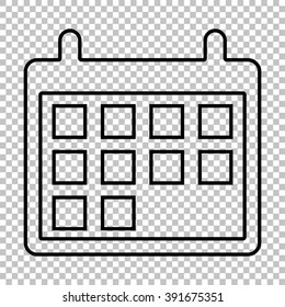 Calendar Line Vector Icon On Transparent Background