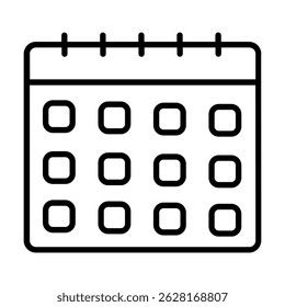 Calendar line vector, icon, silhouette. Desktop calendar isolated on white background. Calendar icon, symbol design for logo, app, website. Vector illustration.