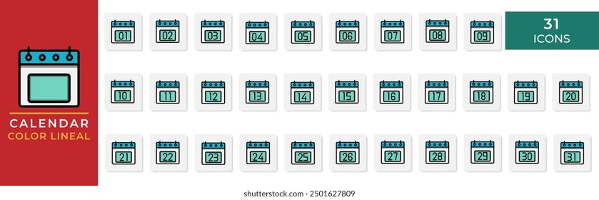 Calendar lineal color icon Collection. calendars such as dates, events, reminders, appointments and time periods.