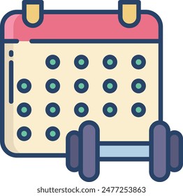 Calendar linear color vector illustration
