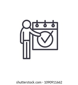 Calendar linear icon concept. Calendar line vector sign, symbol, illustration.