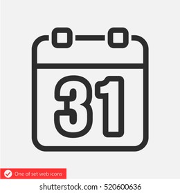 Calendar, linear icon. One of a set of linear web icons