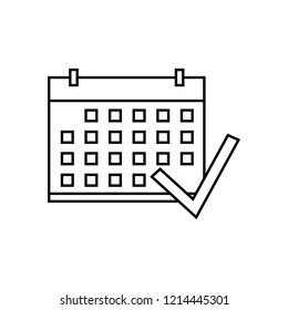 Calendar linear icon. Schedule. Thin line illustration. Daily organizer. Contour symbol. Vector isolated outline drawing.