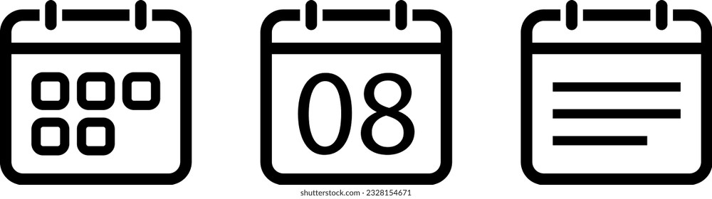 Iconos lineales del calendario como recordatorio de evento