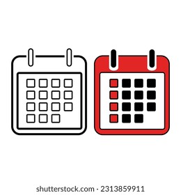 calendar list icon. flat coloring, icon illustration