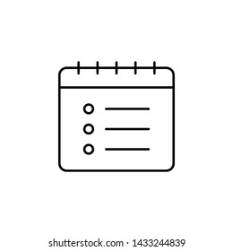 Calendar, list icon. Simple thin line, outline vector of calendar icons for ui and ux, website or mobile application