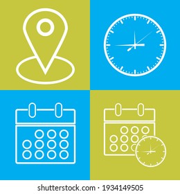 Calendar, Location And Date Icon Vector Illustration Of A White Background