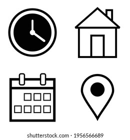 calendar, location and date icon vector illustration of a white background