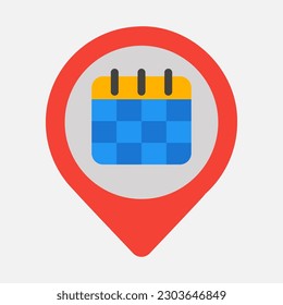 Calendar location icon in flat style, use for website mobile app presentation