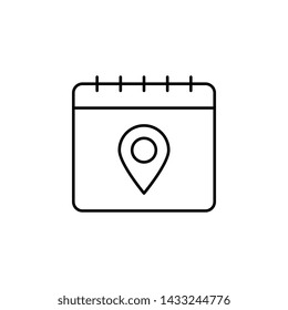 Calendar, location icon. Simple thin line, outline vector of calendar icons for ui and ux, website or mobile application