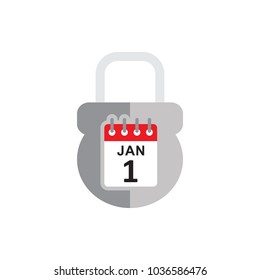 Calendar Lock Logo Icon Design