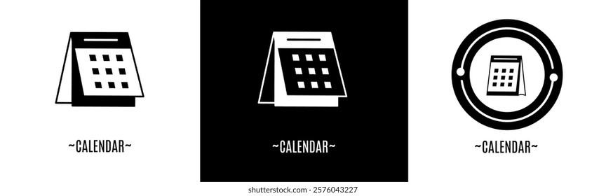 Calendar logo set. Collection of black and white logos. Stock vector.