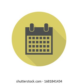 the calendar long shadow icon. Simple glyph, flat vector of WEB icons for ui and ux, website or mobile application