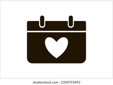 Calendar love heart icon isolated. Stencil clipart Vector stock illustration EPS 10