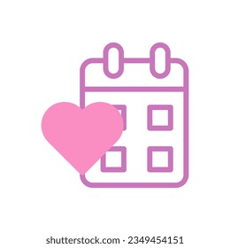 Calendar Love icon duotone purple pink style valentine illustration vector element and symbol perfect.