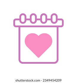 Calendar Love icon duotone purple pink style valentine illustration vector element and symbol perfect.