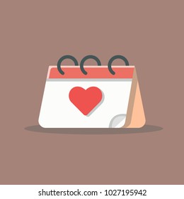Calendar Love Icon Flat Vector. Love symbol. Valentine's Day sign, emblem isolated on white background, Flat style for graphic and web design, logo.
