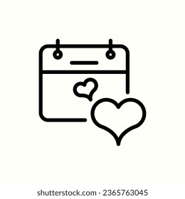 calendario, icono de amor, icono aislado en fondo claro, perfecto para sitio web, blog, logotipo, diseño gráfico, medios sociales, interfaz de usuario, aplicación móvil