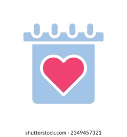 Calendar Love icon solid blue pink style valentine illustration vector element and symbol perfect.