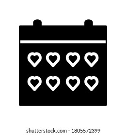 Calendar love icon solid flat design