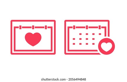 Calendar love icon. Valentine day event. illustration vector