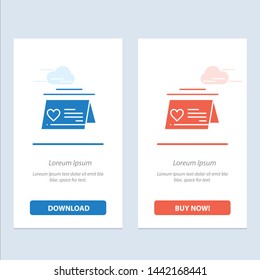Calendar, Love, Married, Wedding  Blue and Red Download and Buy Now web Widget Card Template