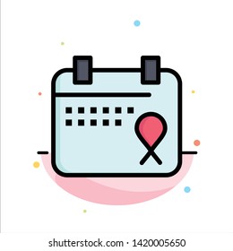Calendar, Love, Operation, Date Abstract Flat Color Icon Template