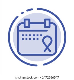 Calendar, Love, Operation, Date Blue Dotted Line Line Icon