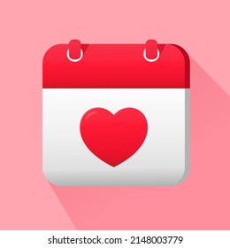 Calendar love. Valentine day event. Vector illustration