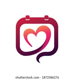 calendar with love vector symbol, happy date symbol 