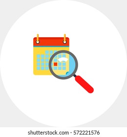 Calendar and Magnifying Glass Icon