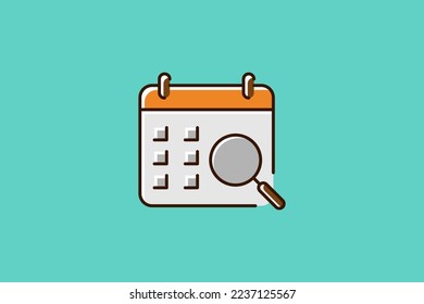 Calendar and magnifying glass icon vector design, looking for schedule