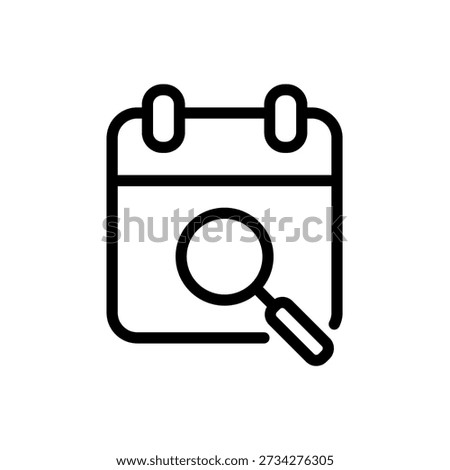 Calendar with magnifying glass - vector icon