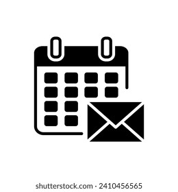 Calendario con ilustración vectorial de icono de correo. Sobre sobre sobre fondo aislado. Concepto de signo de planificación de eventos.