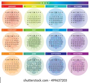 Calendar with mandalas  2017 - Light Rainbow Colors