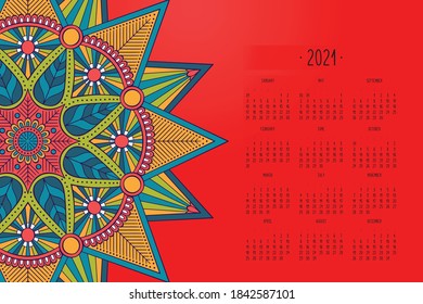 Calendar with mandalas dark style