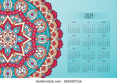 Calendar with mandalas dark style