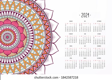 Calendar with mandalas dark style