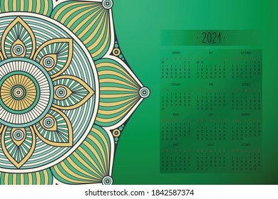Calendar with mandalas dark style