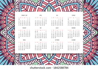 Calendar with mandalas dark style