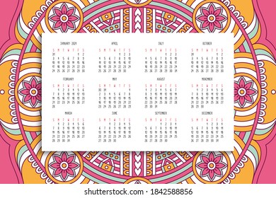 Calendar with mandalas dark style