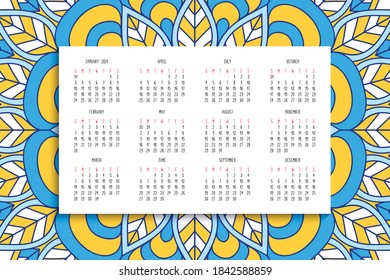 Calendar with mandalas dark style